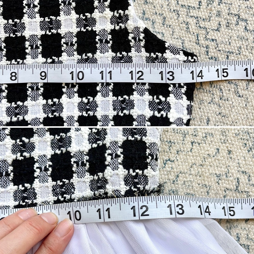 NWOT Girls Houndstooth Coat and Dress Set Black & White Tulle Twill Size 10 - Picture 10 of 11